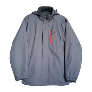 Izod Men Gray Performx Hooded Fleece Lined Jacket Front Side Zip Pockets Sz S